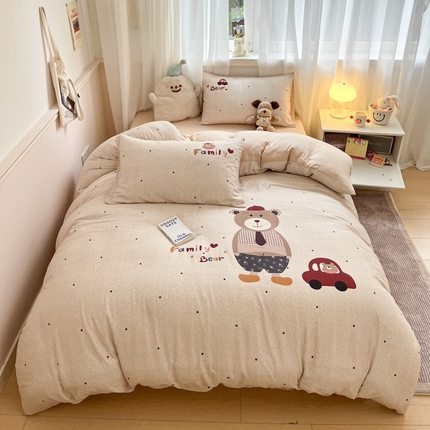 91家纺网 家纺一手货源 找家纺 （总）莱米家纺 2025新款全棉双层纱数码印花四件套