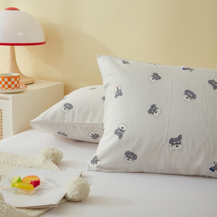 91家纺网 家纺一手货源 找家纺 2025款A类母婴级全棉双层纱枕套_4032 哈皮狗狗