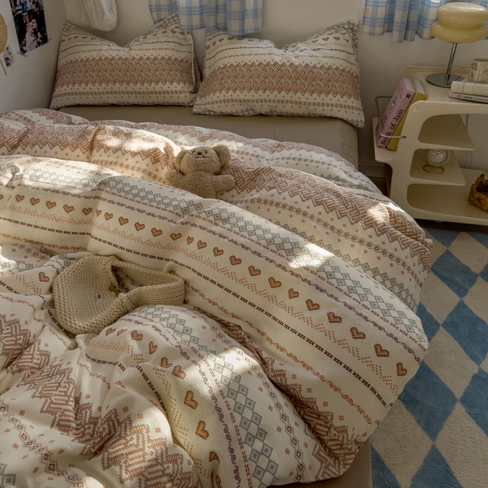 91家纺网 家纺一手货源 找家纺 塔塔家居  2025新款全棉纯棉双层纱床单床笠单品 春和日丽