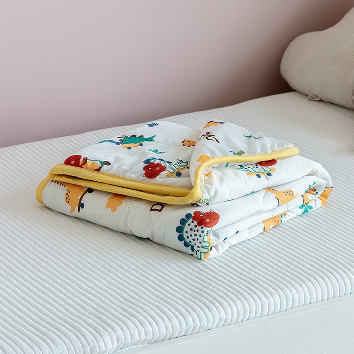 91家纺网 家纺一手货源 找家纺 艾佳宝贝 2025春夏新款A类凉感丝儿童糖果抗菌夏被 滑板恐龙