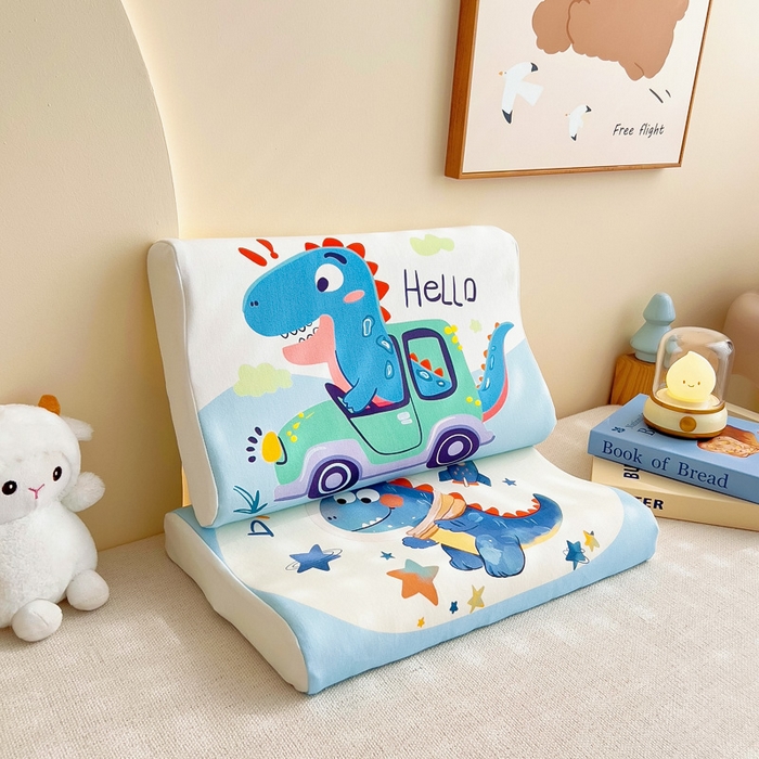 91家纺网 家纺一手货源 找家纺 梵赫 2025新款全棉A类儿童针织棉记忆枕（可拆卸） 开车恐龙 单枕套