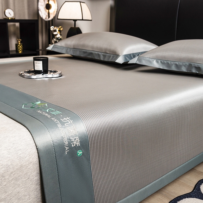 91家纺网 家纺一手货源 找家纺 全季家居 2025新款5A加厚加密艾草碳光席冰丝席 床席-浅灰