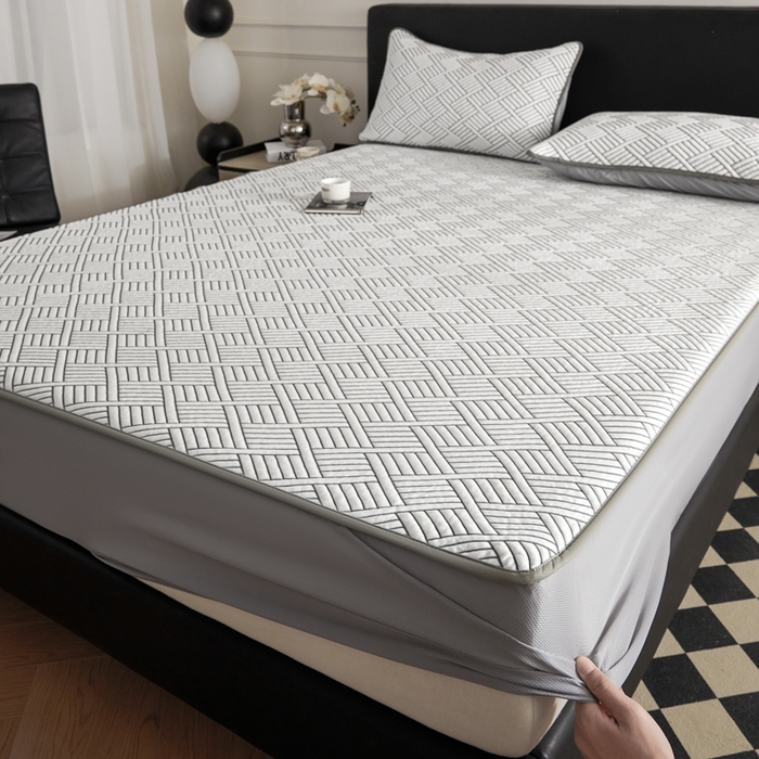 91家纺网 家纺一手货源 找家纺 2025新款韩国外贸爆款加厚PE中分子凉感豆豆软席 时空灰-床笠款