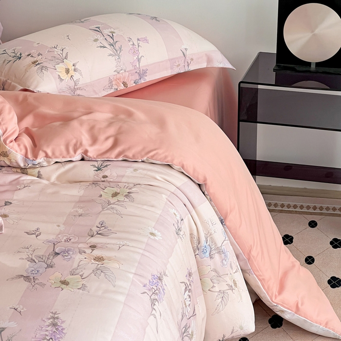 91家纺网 家纺一手货源 找家纺 棉生活家纺 2025新款天丝莱赛尔印花四件套 雅梦