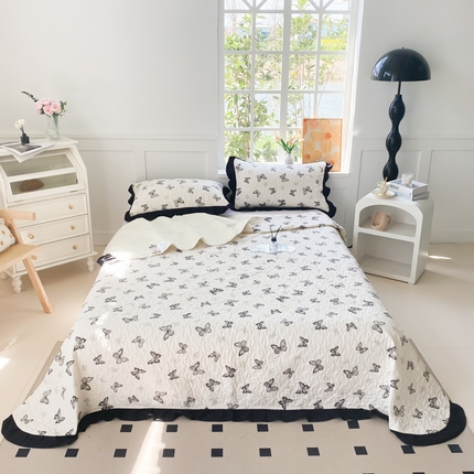 91家纺网 家纺一手货源 找家纺 佳品居 2025新款赫本风床盖四件套 赫本-蝴蝶印记