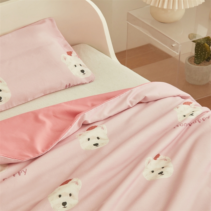 91家纺网 家纺一手货源 找家纺 艾佳宝贝 2025A类儿童全棉多功能单被套可拆式夏被四季被子 乖萌小狗