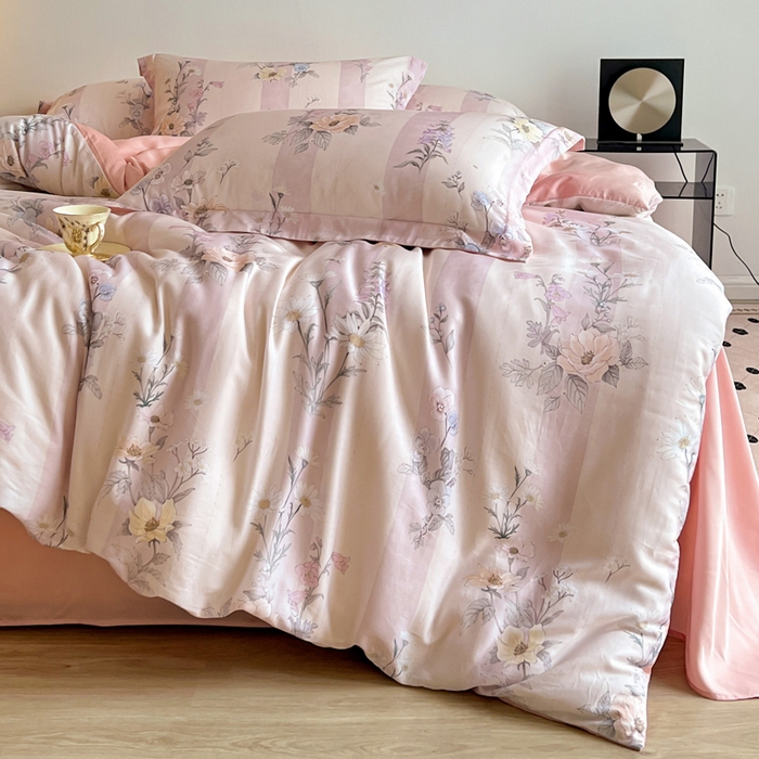 91家纺网 家纺一手货源 找家纺 棉生活家纺 2025新款天丝莱赛尔印花四件套 雅梦