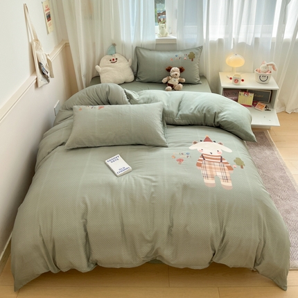 91家纺网 家纺一手货源 找家纺 （总）莱米家纺 2025新款全棉双层纱数码印花四件套