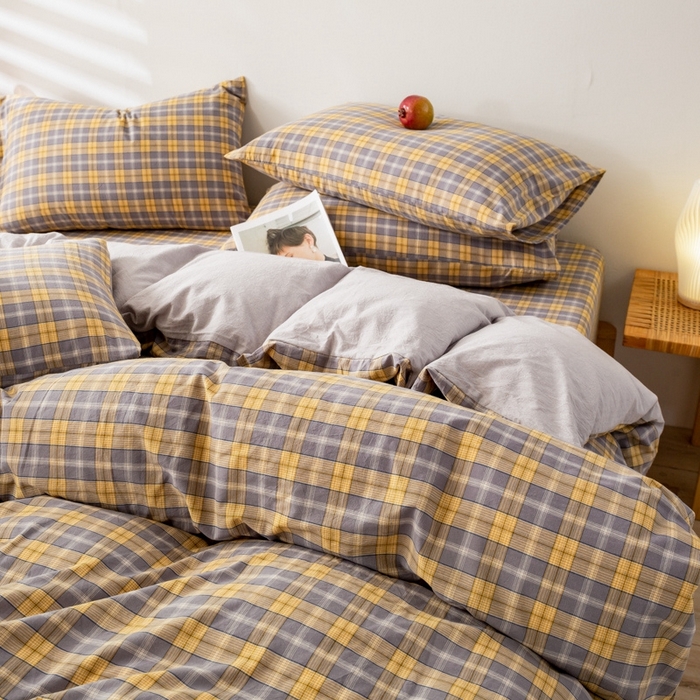 91家纺网 家纺一手货源 找家纺 2025新款A类色织水洗棉单被套 芳华灰