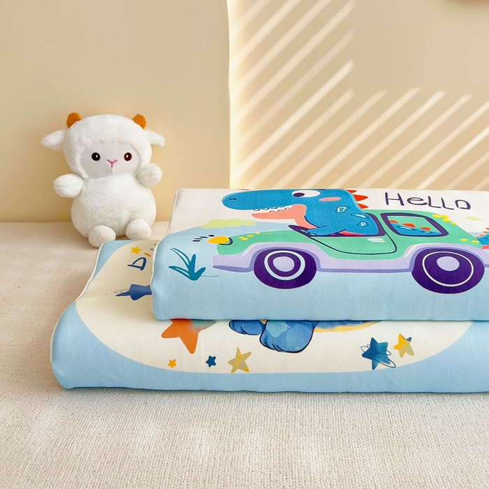91家纺网 家纺一手货源 找家纺 梵赫 2025新款全棉A类儿童针织棉记忆枕（可拆卸） 开车恐龙 30*50  含芯