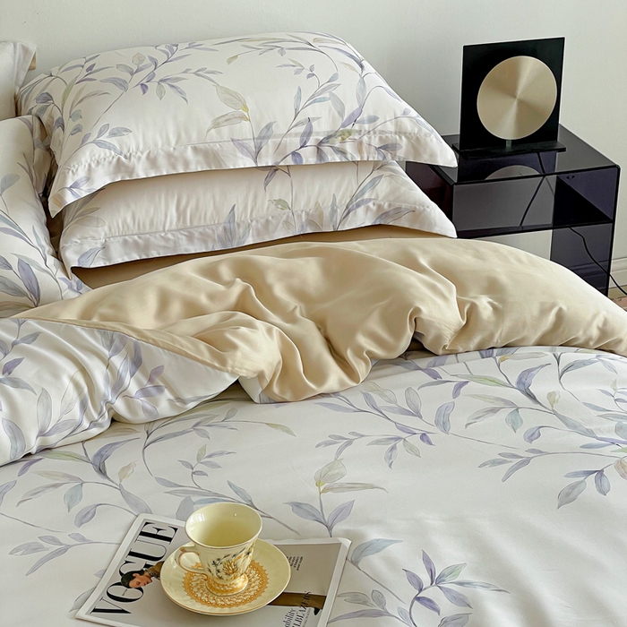 91家纺网 家纺一手货源 找家纺 棉生活家纺 2025新款天丝莱赛尔印花四件套 春晓雨梦