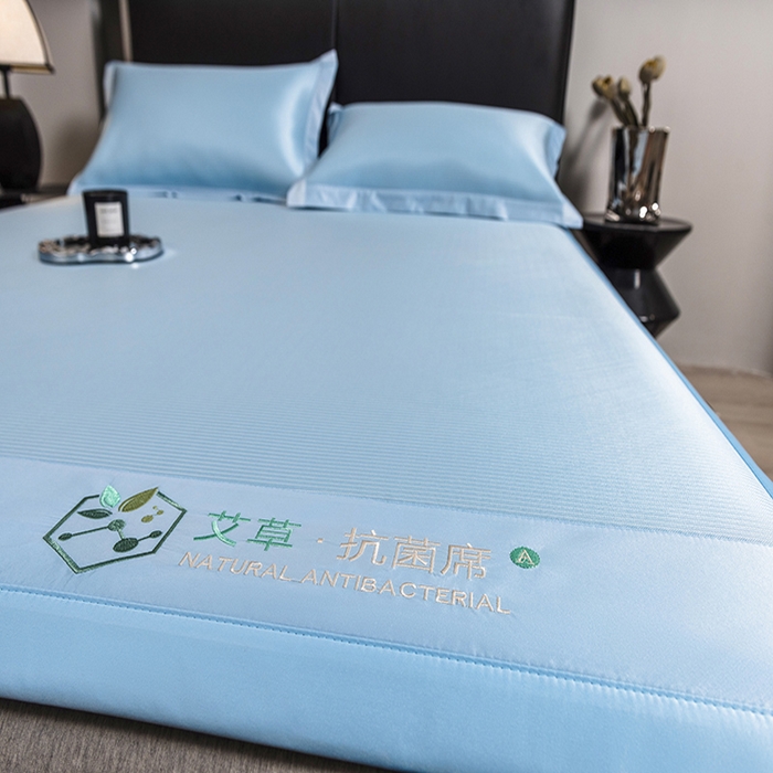 91家纺网 家纺一手货源 找家纺 全季家居 2025新款5A加厚加密艾草碳光席冰丝席 床席-雾蓝