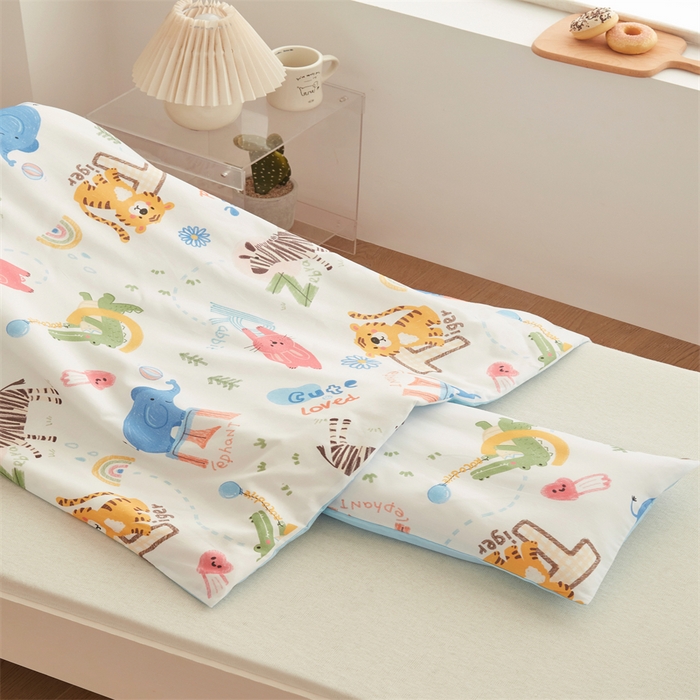 91家纺网 家纺一手货源 找家纺 艾佳宝贝 2025A类儿童全棉多功能单被套可拆式夏被四季被子 动物的世界
