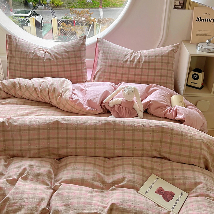 91家纺网 家纺一手货源 找家纺 （总）田野 2025新款全棉水洗棉提花点点系列四件套