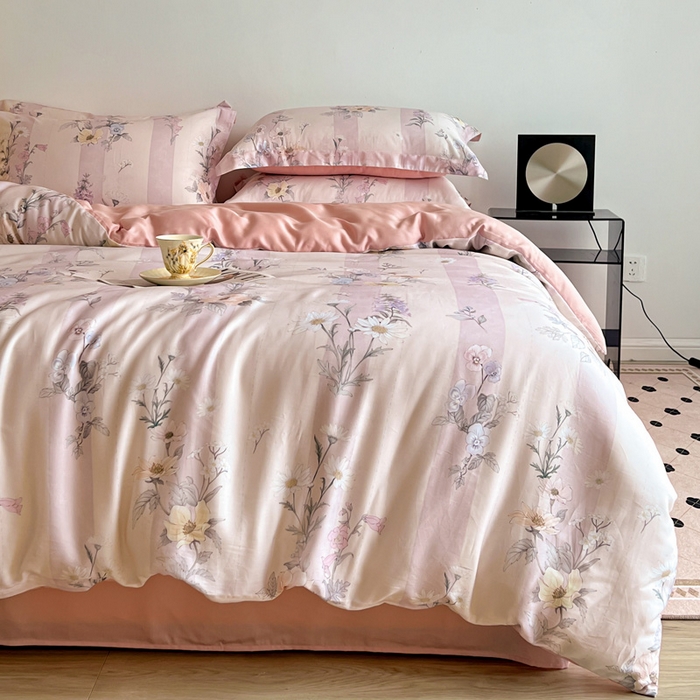 91家纺网 家纺一手货源 找家纺 棉生活家纺 2025新款天丝莱赛尔印花四件套 雅梦