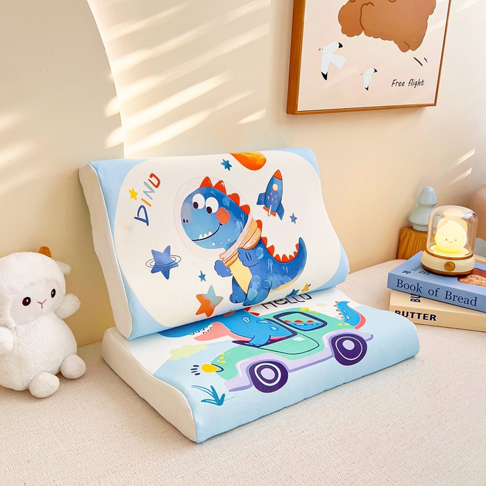 91家纺网 家纺一手货源 找家纺 梵赫 2025新款全棉A类儿童针织棉记忆枕（可拆卸） 太空恐龙 单枕套