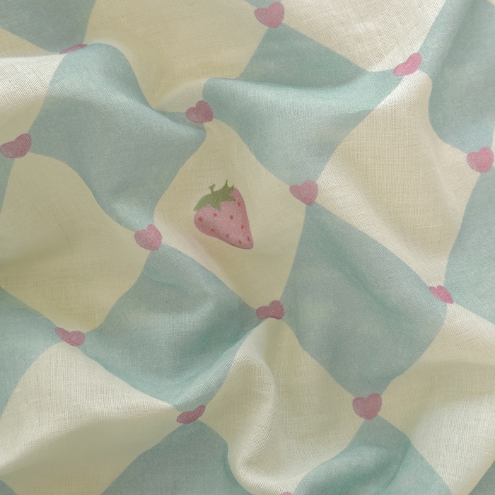 91家纺网 家纺一手货源 找家纺 塔塔家居  2025新款全棉纯棉双层纱被套单品单被套被套单件 草莓酱·蓝