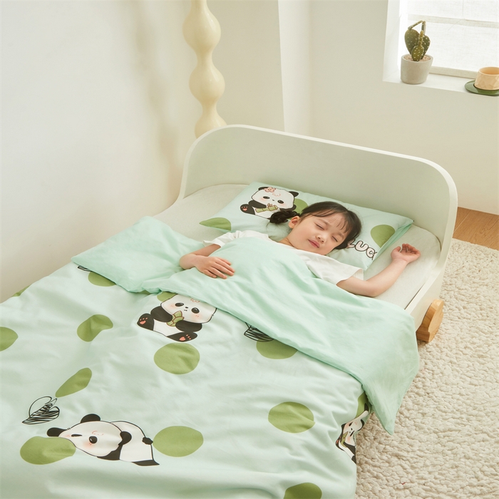 91家纺网 家纺一手货源 找家纺 艾佳宝贝 2025A类儿童全棉多功能单被套可拆式夏被四季被子 lucky熊猫