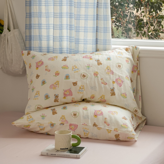 91家纺网 家纺一手货源 找家纺 塔塔家居  2025新款全棉纯棉双层纱床单床笠单品 春日派对