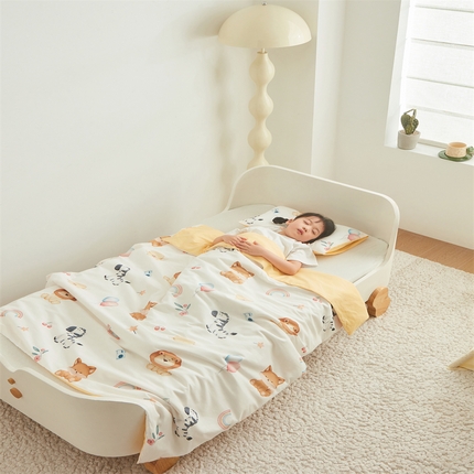 91家纺网 家纺一手货源 找家纺 艾佳宝贝 2025A类儿童全棉多功能单被套可拆式夏被四季被子 萌趣动物园