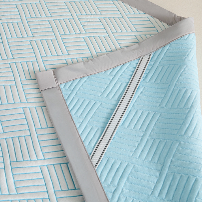 91家纺网 家纺一手货源 找家纺 2025新款韩国外贸爆款加厚PE中分子凉感豆豆软席 时空蓝-床席款