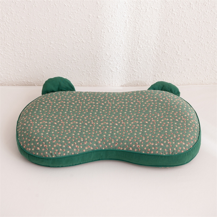 91家纺网 家纺一手货源 找家纺 大熊枕芯 2025新款熊猫全棉碎花荞麦枕 熊猫荞麦枕-绿