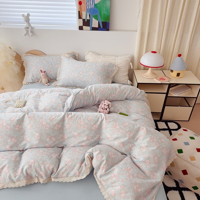 91家纺网 家纺一手货源 找家纺 于果 2025新款全棉双层纱花边款 莉莉周