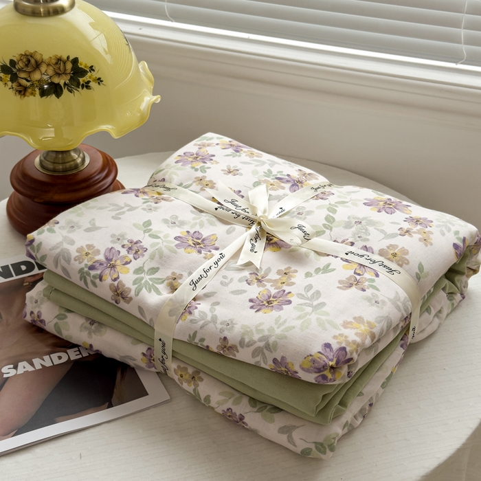 91家纺网 家纺一手货源 找家纺 塔塔家居  2025新款全棉纯棉双层纱被套单品单被套被套单件 半夏