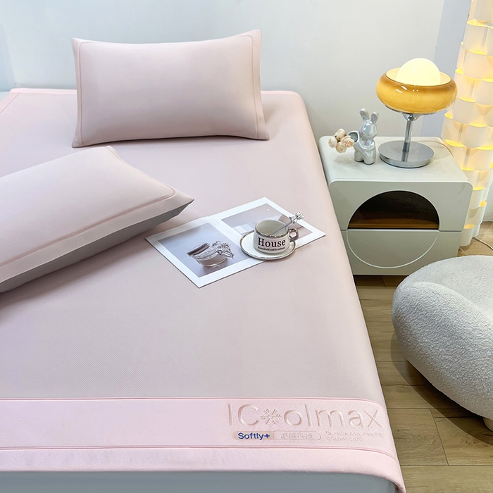 91家纺网 家纺一手货源 找家纺 全季家居 2025新款5A抗菌ICE系列凉感冰丝席 淡粉 床席款