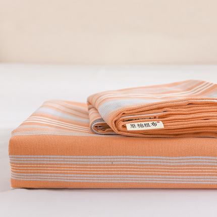 红日子纺织品 2025新款艾草老粗布床单印花凉席三件套 条纹控-粉