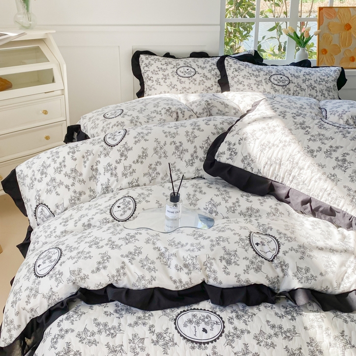 91家纺网 家纺一手货源 找家纺 佳品居 2025新款赫本风床盖四件套 赫本风-澜音花香