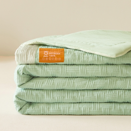 雨洋家纺 2025新款亲肤华夫格大豆夏被 华夫格-绿