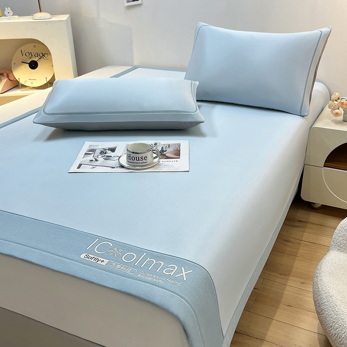 91家纺网 家纺一手货源 找家纺 全季家居 2025新款5A抗菌ICE系列凉感冰丝席 天蓝 床席款