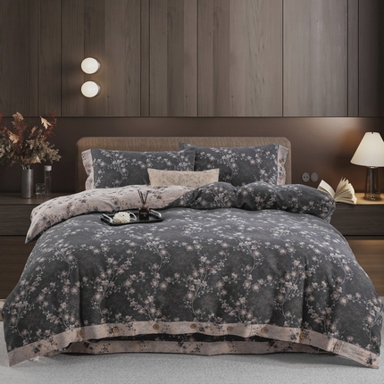 91家纺网 家纺一手货源 找家纺 （总）鲁爱 2025新款全棉色织双层纱纽扣款四件套