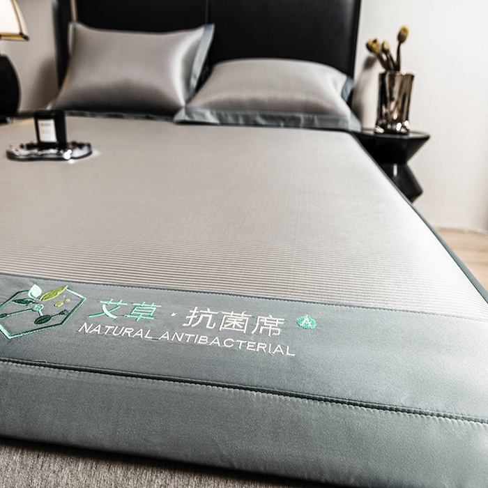 91家纺网 家纺一手货源 找家纺 全季家居 2025新款5A加厚加密艾草碳光席冰丝席 床席-浅灰