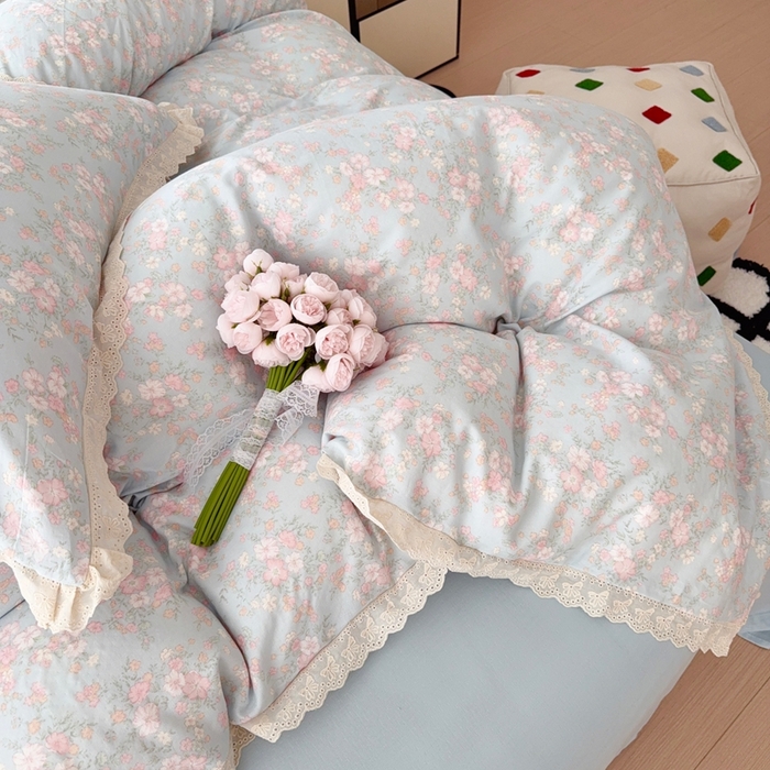 91家纺网 家纺一手货源 找家纺 于果 2025新款全棉双层纱花边款 莉莉周