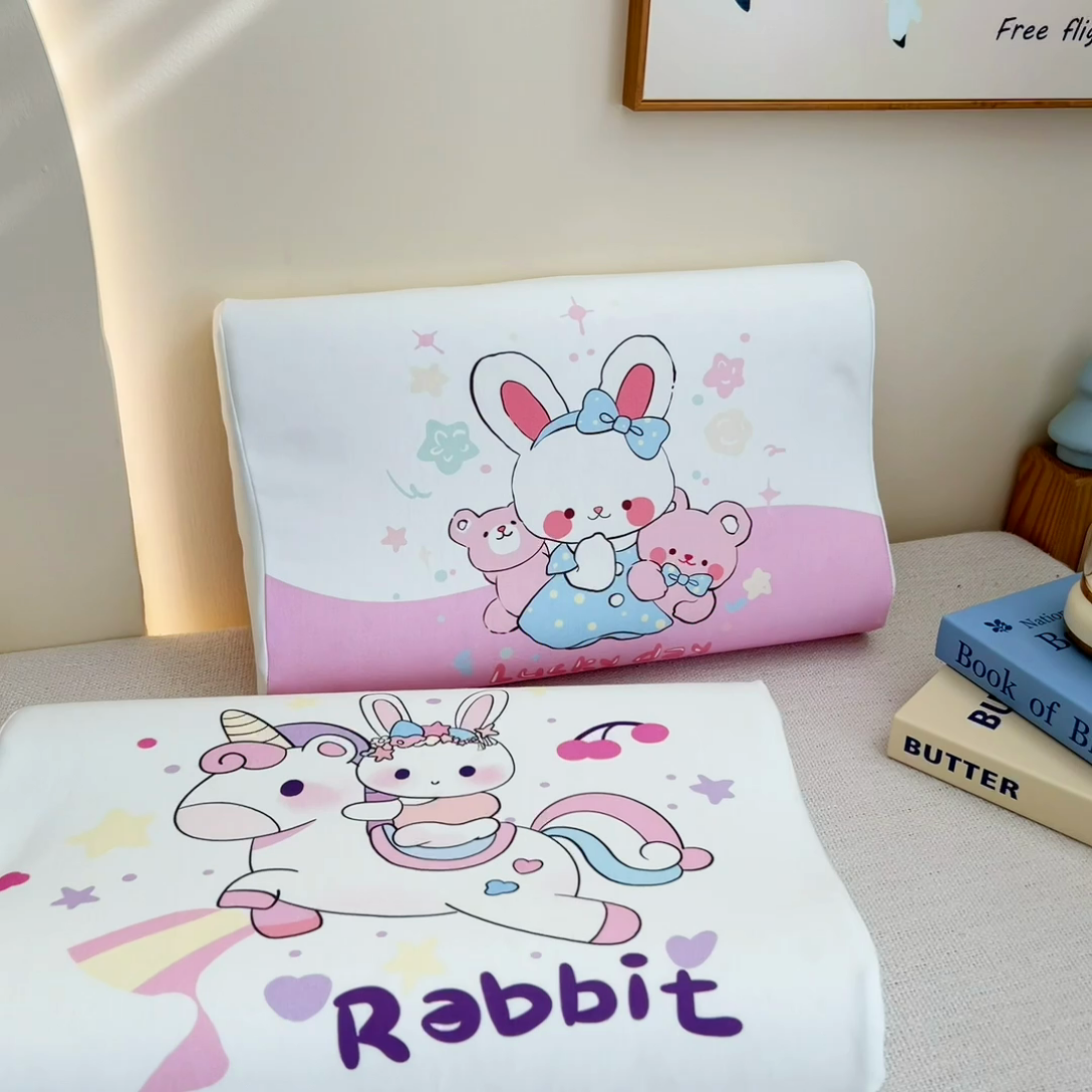 91家纺网 家纺一手货源 找家纺 梵赫 2025新款全棉A类儿童针织棉记忆枕（可拆卸） 小兔乖乖 30*50  含芯