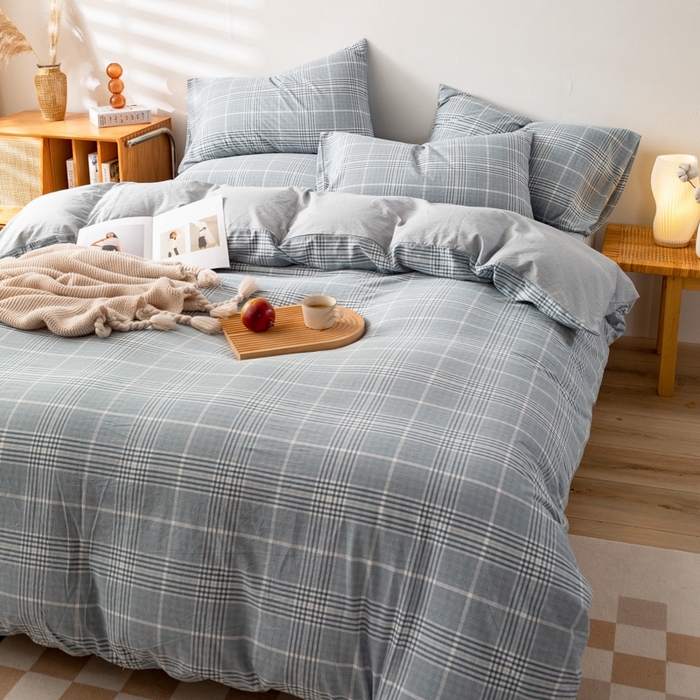 91家纺网 家纺一手货源 找家纺 2025新款A类色织水洗棉单被套 柏林兰