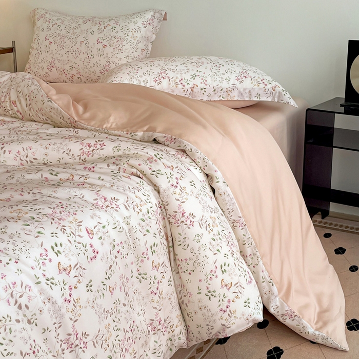 91家纺网 家纺一手货源 找家纺 棉生活家纺 2025新款天丝莱赛尔印花四件套 吟禾暮