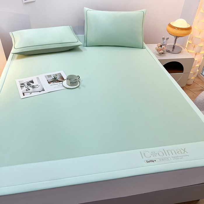 91家纺网 家纺一手货源 找家纺 全季家居 2025新款5A抗菌ICE系列凉感冰丝席 水绿 床席款