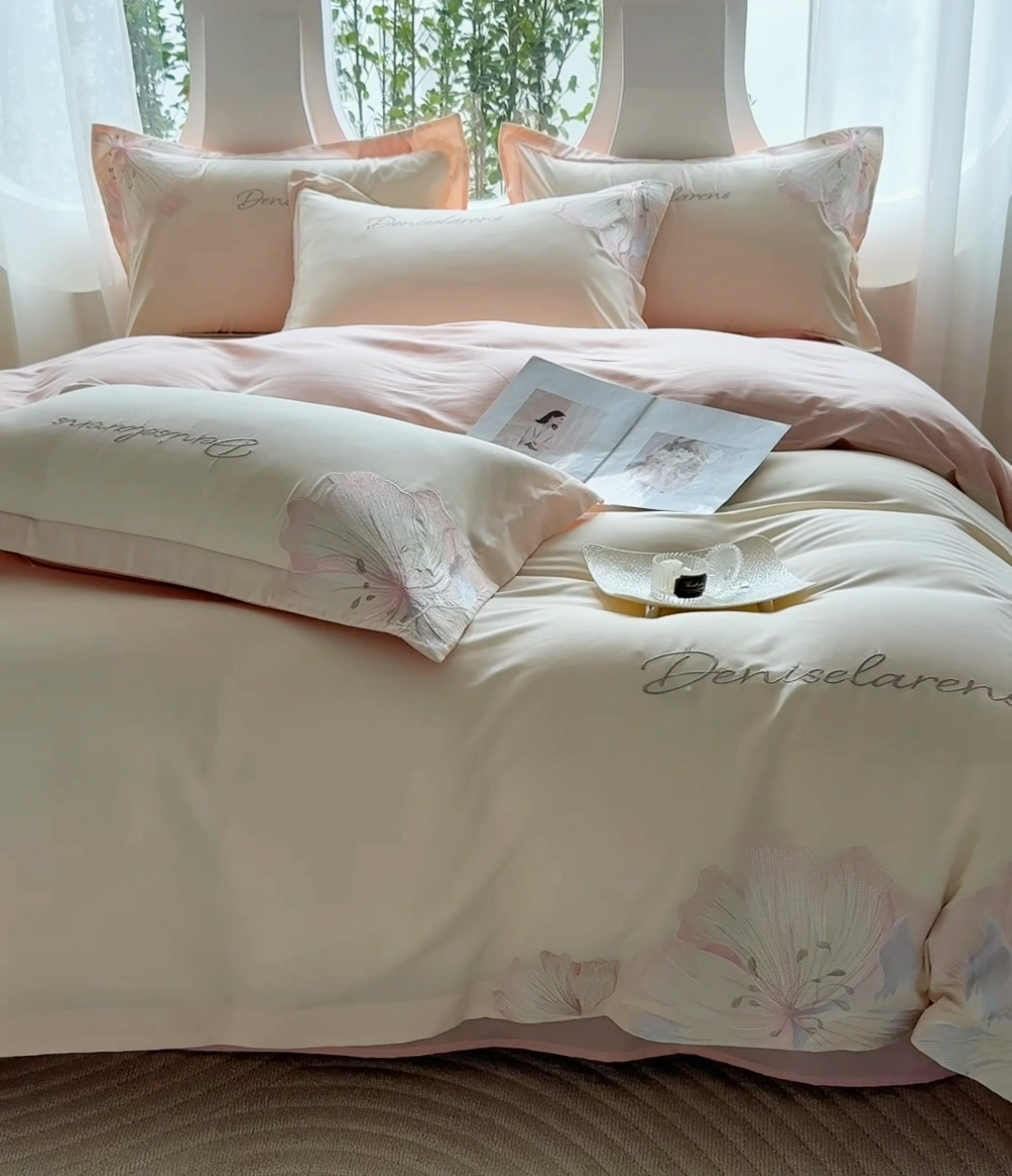 91家纺网 家纺一手货源 找家纺 花愿（原花纪） 2025新款加密水洗棉绣花四件套-花语 天空蓝