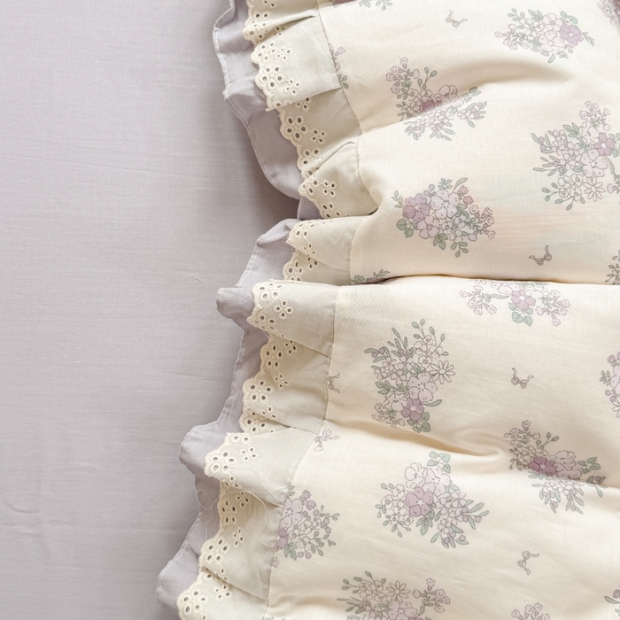 91家纺网 家纺一手货源 找家纺 晨晨家纺2025新款全棉双层花边双层纱四件套 紫香甜语