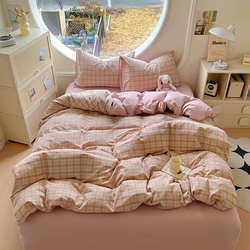 91家纺网 家纺一手货源 找家纺 （总）田野 2025新款全棉水洗棉提花点点系列四件套,点点-粉,点点-兰咖,点点-深蓝