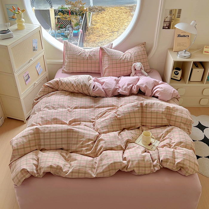 91家纺网 家纺一手货源 找家纺 （总）田野 2025新款全棉水洗棉提花点点系列四件套