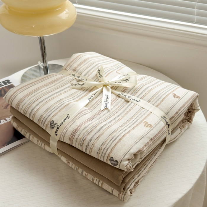 91家纺网 家纺一手货源 找家纺 塔塔家居  2025新款全棉纯棉双层纱被套单品单被套被套单件 摩卡