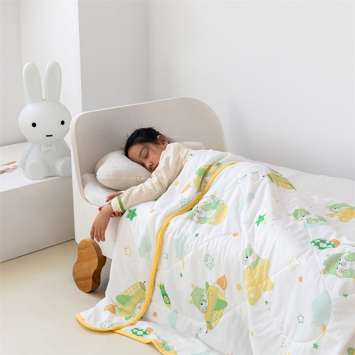 91家纺网 家纺一手货源 找家纺 艾佳宝贝 2025春夏新款A类凉感丝儿童糖果抗菌夏被 小龙宝宝