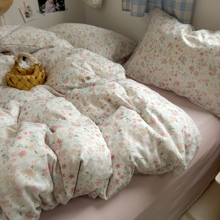 91家纺网 家纺一手货源 找家纺 塔塔家居  2025新款全棉纯棉双层纱四件套 花序