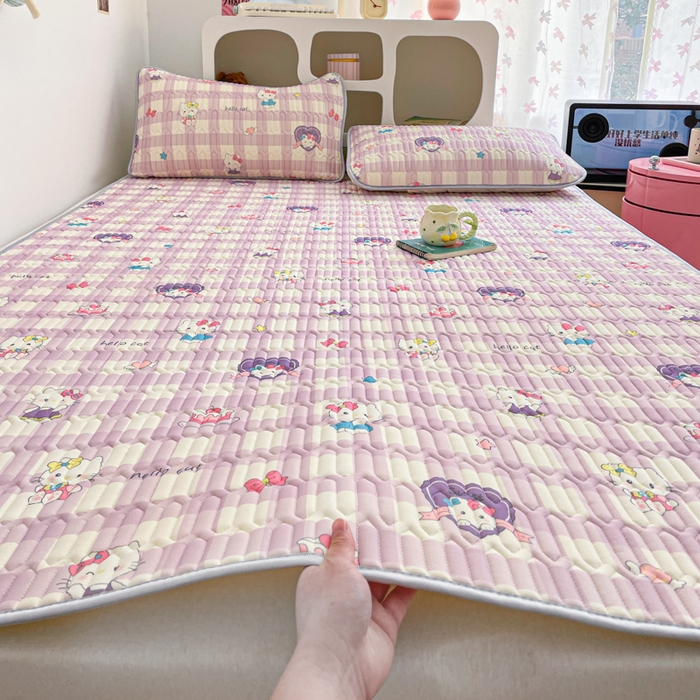 91家纺网 家纺一手货源 找家纺 贝扬思家纺 2025新款亲肤舒适可爱乳胶凉席席子系列 零碎小猫