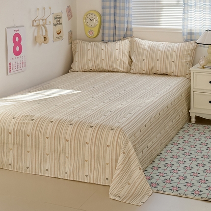 塔塔家居  2025新款全棉纯棉双层纱床单床笠单品 摩卡