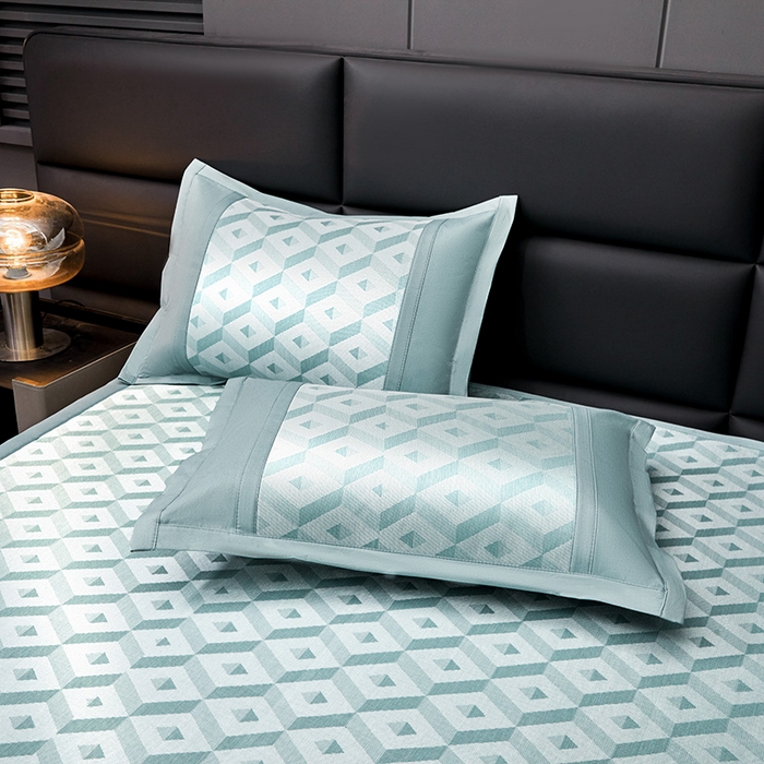 91家纺网 家纺一手货源 找家纺 全季家居 2025新款5A抗菌3D立体冰柔凉感冰丝席 格调-水绿 床席款